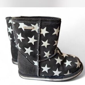 Emu Kids Star-Print Winter Boots - Black & White